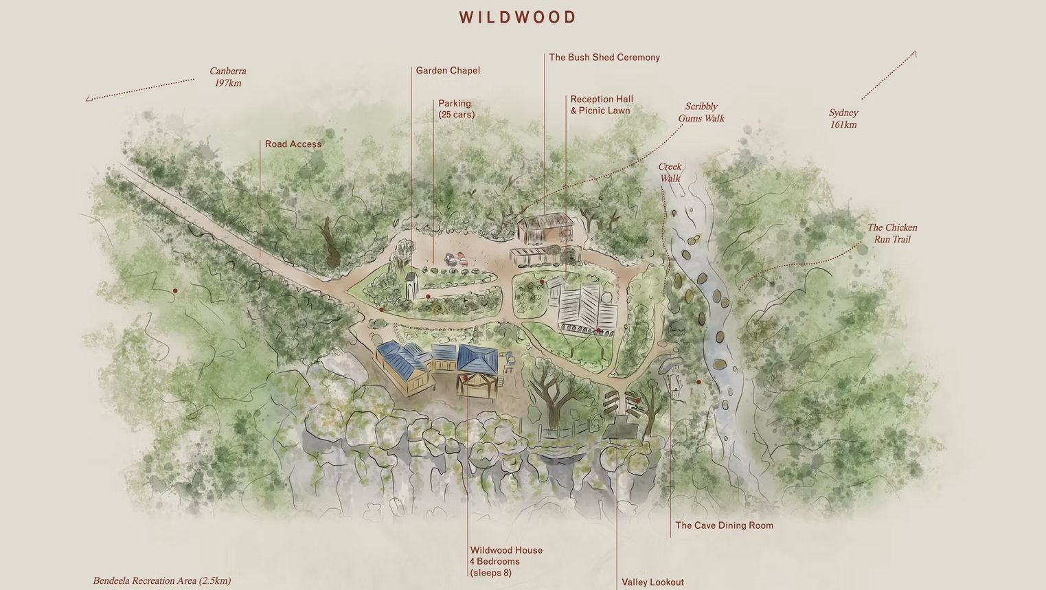 Wildwood site plan showing venue layout and facilities